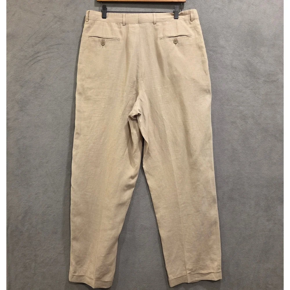 Joseph Laughter Clothier Pleated Linen Trousers Pants Men‎ Size 36x33 Old Money